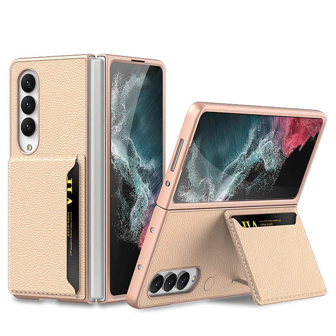 COQUE Hülle für Samsung Galaxy Z Fold 4,Ultra Slim Soft Leather Card Slot Bag Phone Case mit Standfu