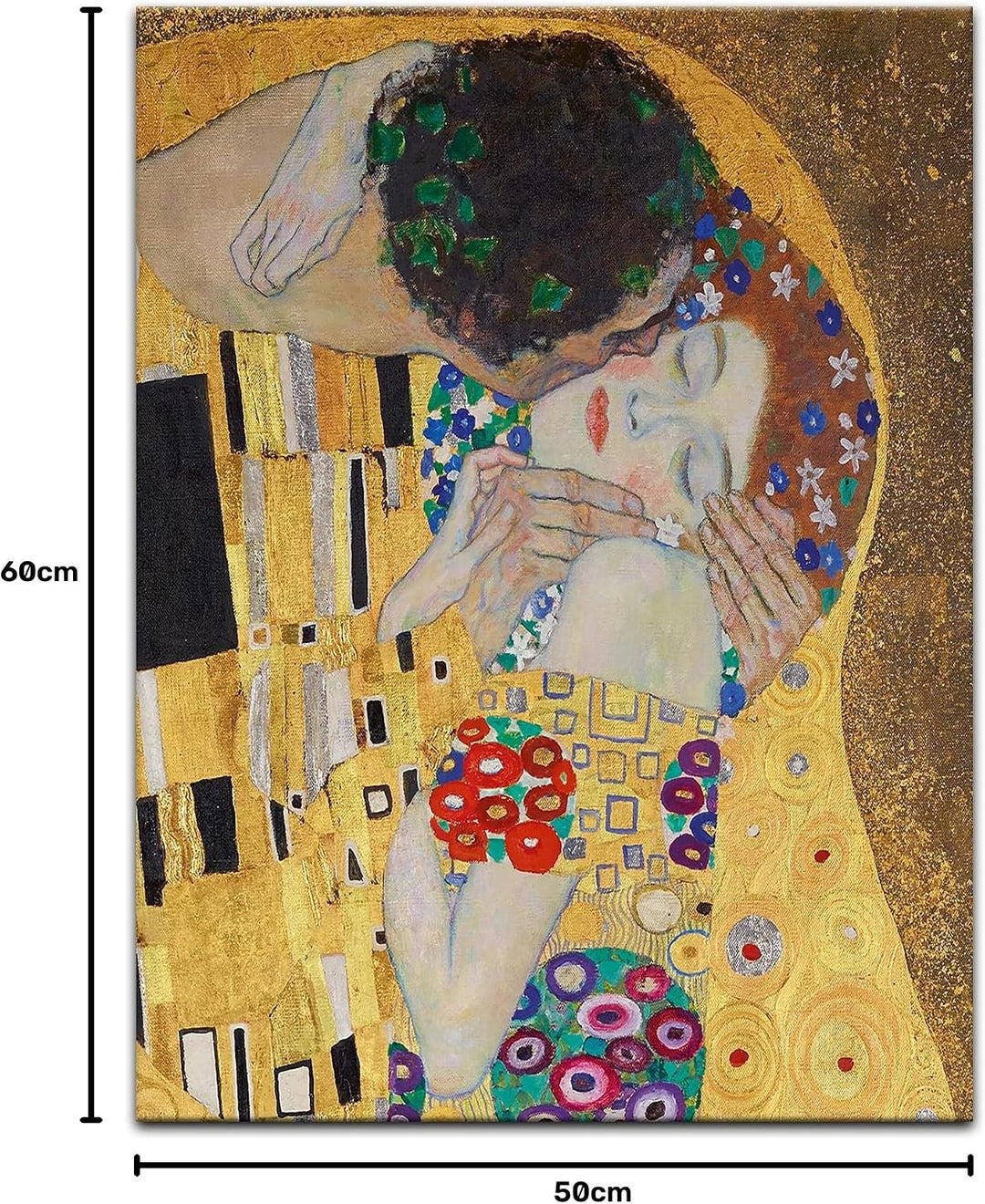 Bilderdepot24 Bild auf Leinwand | Gustav Klimt - Der Kuss in 50x60 cm als Wandbild | Wand-deko Dekor