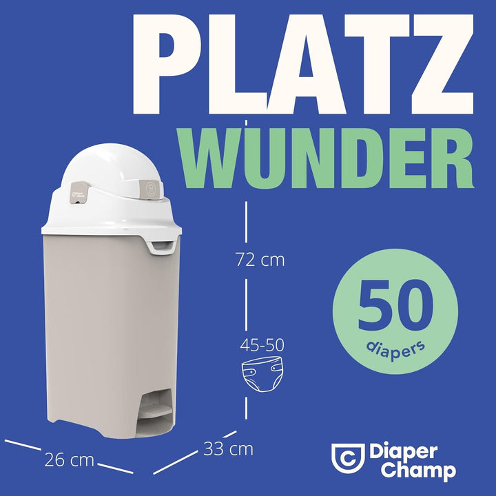 DIAPER CHAMP ONE Medium Handsfree mit Pedal - Windeleimer - geruchsdicht - berührungslose Bedienung