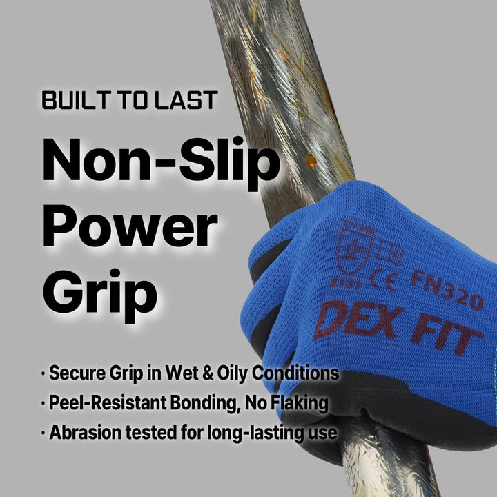 DEX FIT Gartenhandschuhe FN320-12 Paare, 3D Comfort Stretch Fit, rutschfester Handgriff, Strapazierf