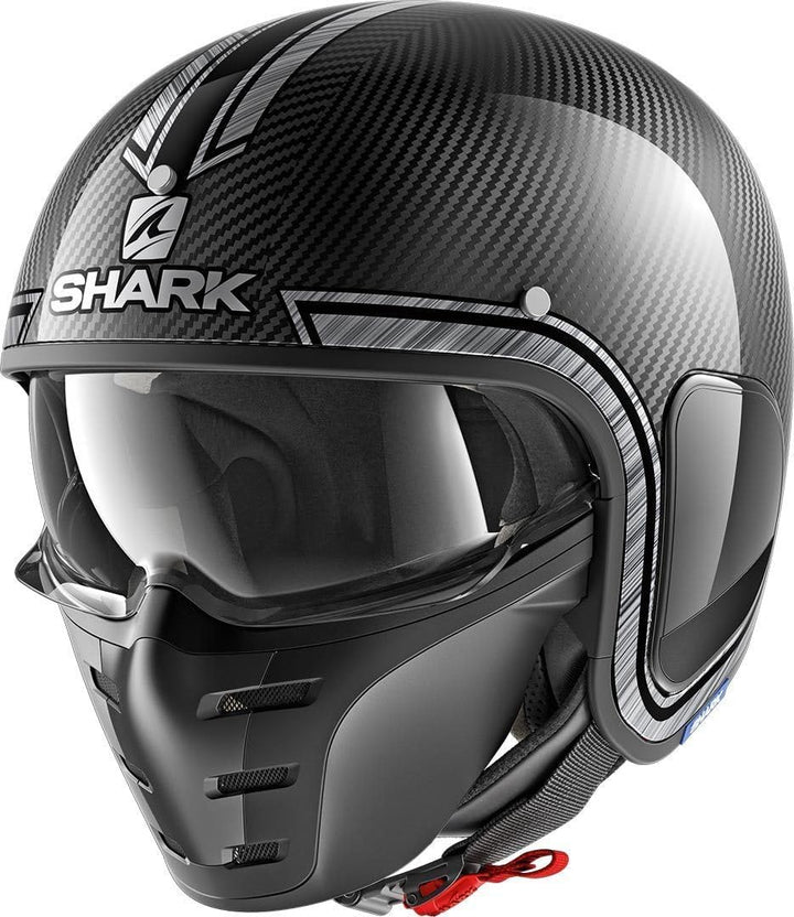 Shark Motorradhelm S-DRAK CARBON VINTA DUS, Schwarz/Grau, XS