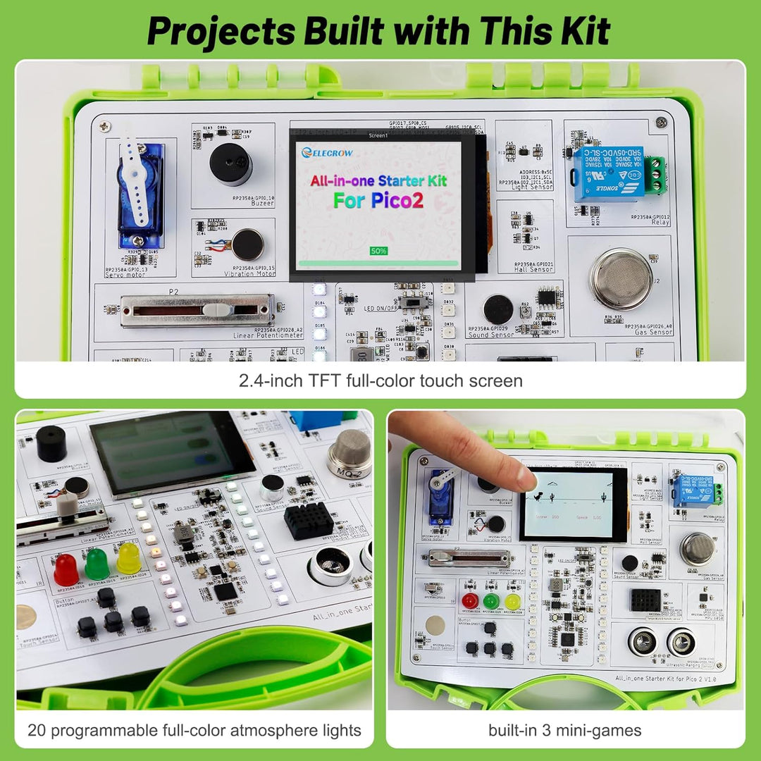 ELECROW All-in-One Kit für Pico 2 RP2350: 17 Sensoren, 21 Lektionen & Online-Tutorials auf Einer Pla