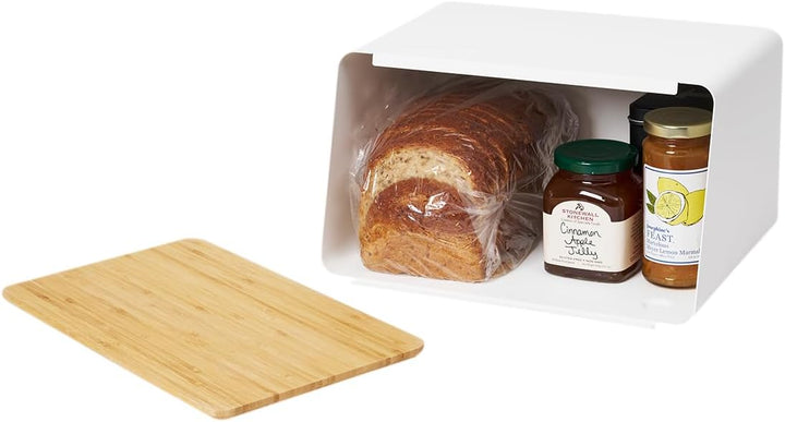 YAMAZAKI Tower Brotkasten, Edelstahl, Weiss, One Size, Weiss
