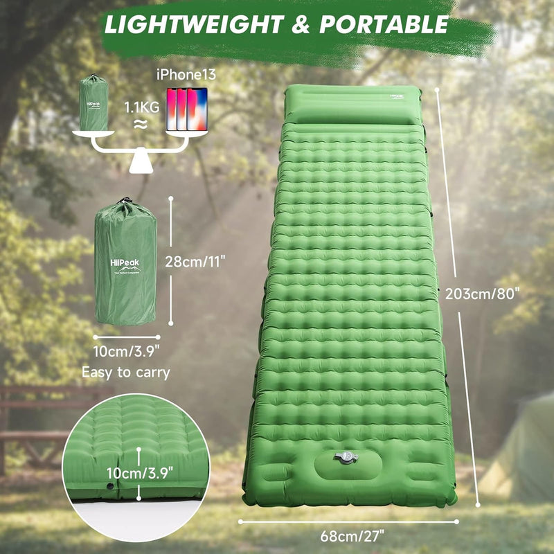 HiiPeak Isomatte Selbstaufblasend Ultraleicht für Outdoor Camping, luftmatratze selbstaufblasend kle