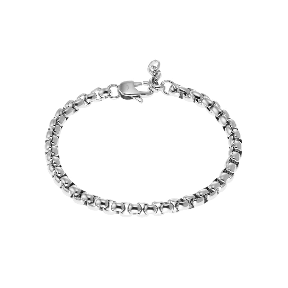 Fossil Herrenarmband, All Stacked Up Edelstahl-Kettenarmband Grau, Grau