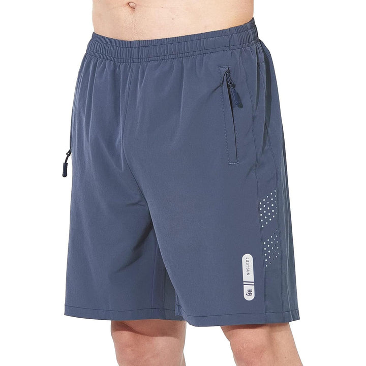 JustSun Shorts Herren Sport Schnelltrocknend Leichte Atmungsaktiv mit Reissverschluss, 3XL Denim Bla