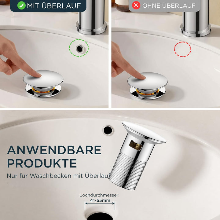 FORIOUS® Wasserhahn Bad, Edelstahl Waschbeckenarmatur mit Auslaufhöhe 85MM, Einhebel-Mischbatterie m