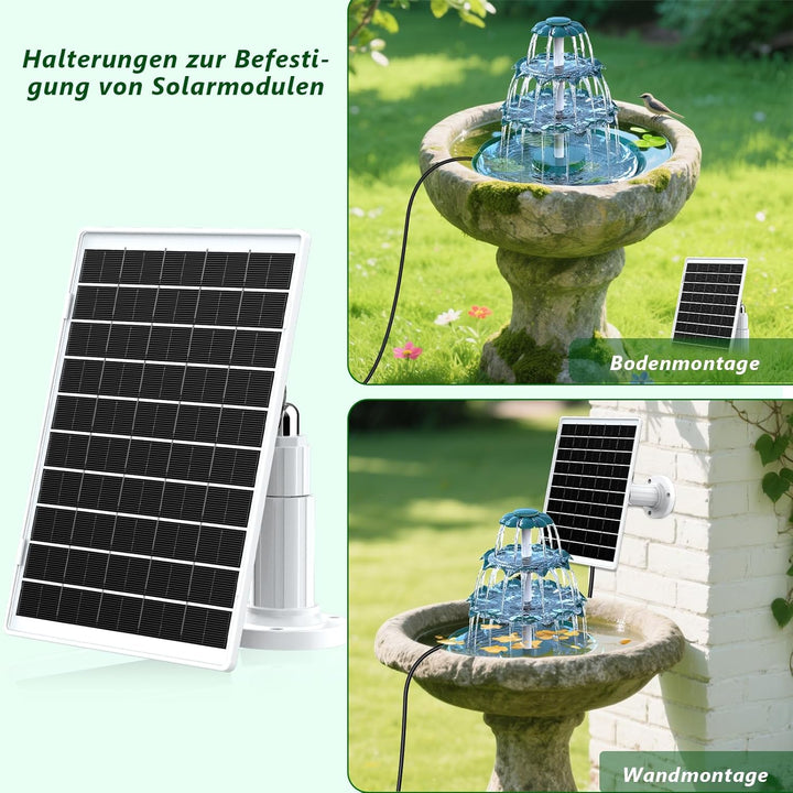 AISITIN DIY Brunnen,Vogeltränke Sets mit 6,5W Solar Springbrunnen mit Akku, 3 Stufige Vogelfütterer