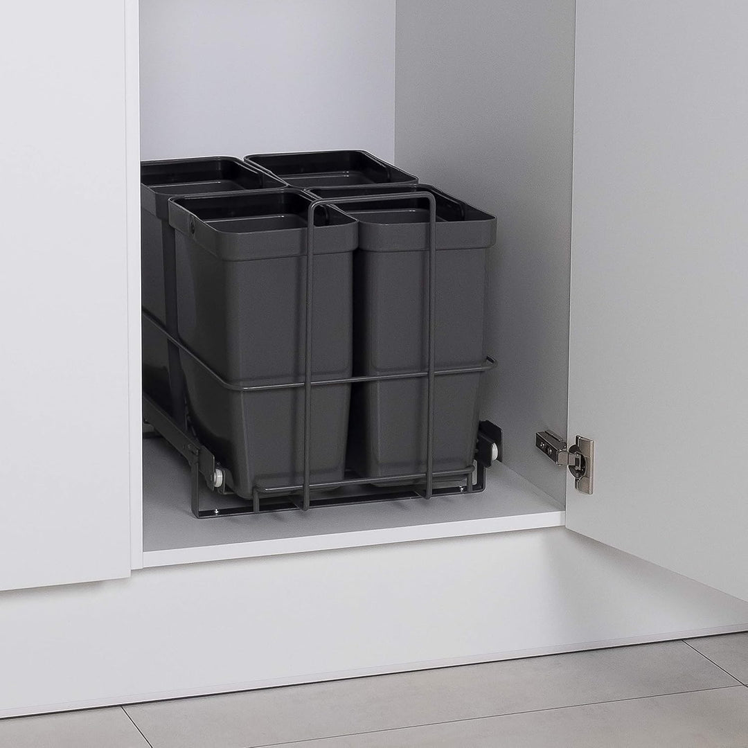 LM 79/4 Einbau Mülleimer ausziehbar mit 4x8L Abfalleimer Korbauszug anthrazitfarben 33,2x48x35,5 cm
