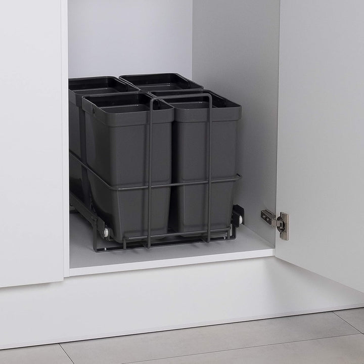 LM 79/4 Einbau Mülleimer ausziehbar mit 4x8L Abfalleimer Korbauszug anthrazitfarben 33,2x48x35,5 cm