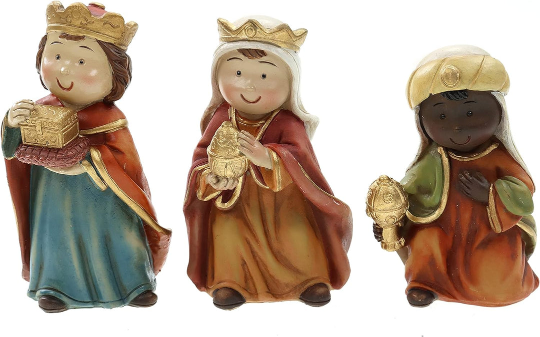 Mini Krippenfiguren Set 11teilig H.: ca. 10cm Weihnachtsdeko Weihnachtskrippe Krippenzubehör aus Pol