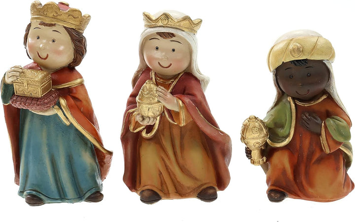 Mini Krippenfiguren Set 11teilig H.: ca. 10cm Weihnachtsdeko Weihnachtskrippe Krippenzubehör aus Pol