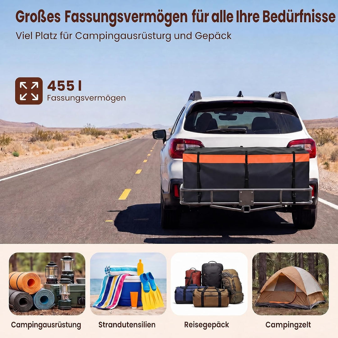 SOARS Heckbox für Anhängerkupplung, 453L Auto Hintere Gepäcktasche aus PVC mit verstärkten Riemen &amp;