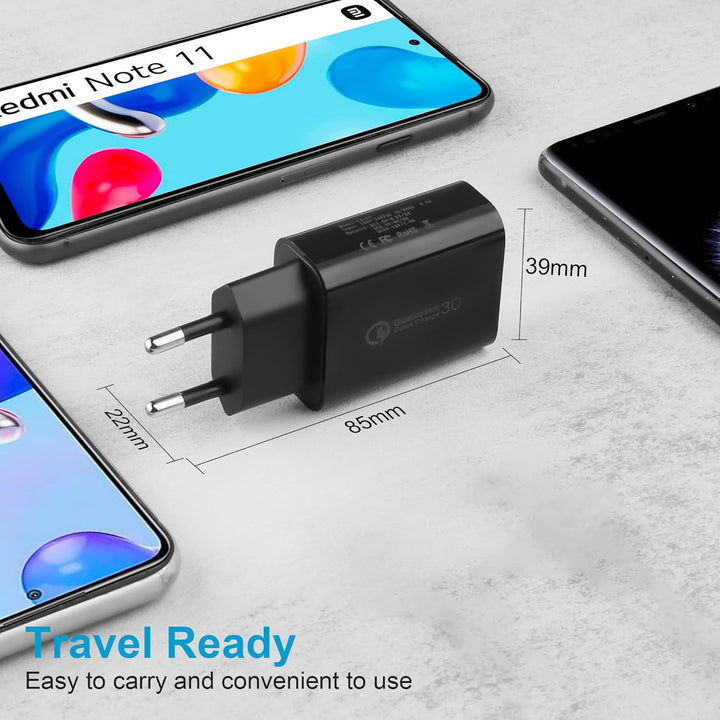 4 Stücke USB Ladegerät Stecker, 18W Quick Charge 3.0 Schnellladegerät Ladestecker USB Netzteil für S