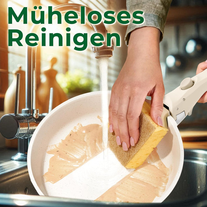 Just Perfecto Töpfe Pfannen 11-Teilig,Topfset Pfannenset mit abnehmbaren Griffen,Pfanne 20/26cm,Topf