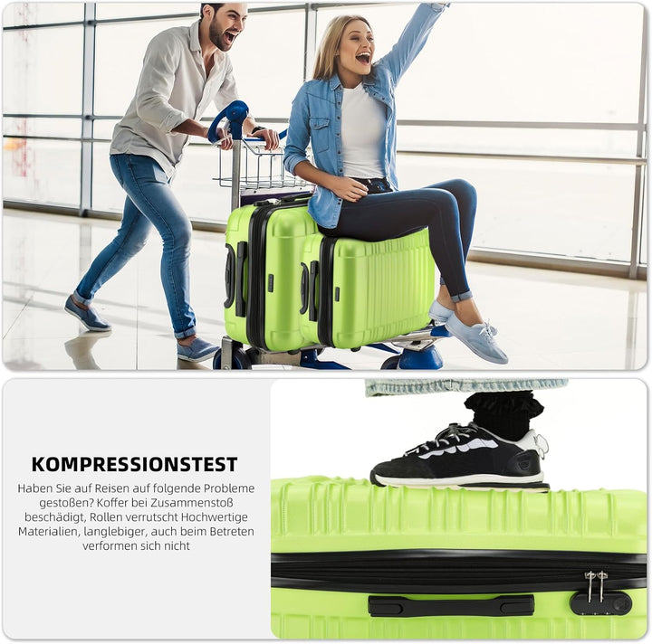 BEIBYE Zwillingsrollen Reisekoffer Koffer Trolleys Hartschale M-L-XL-Set (Green, XL) Green XL, Green