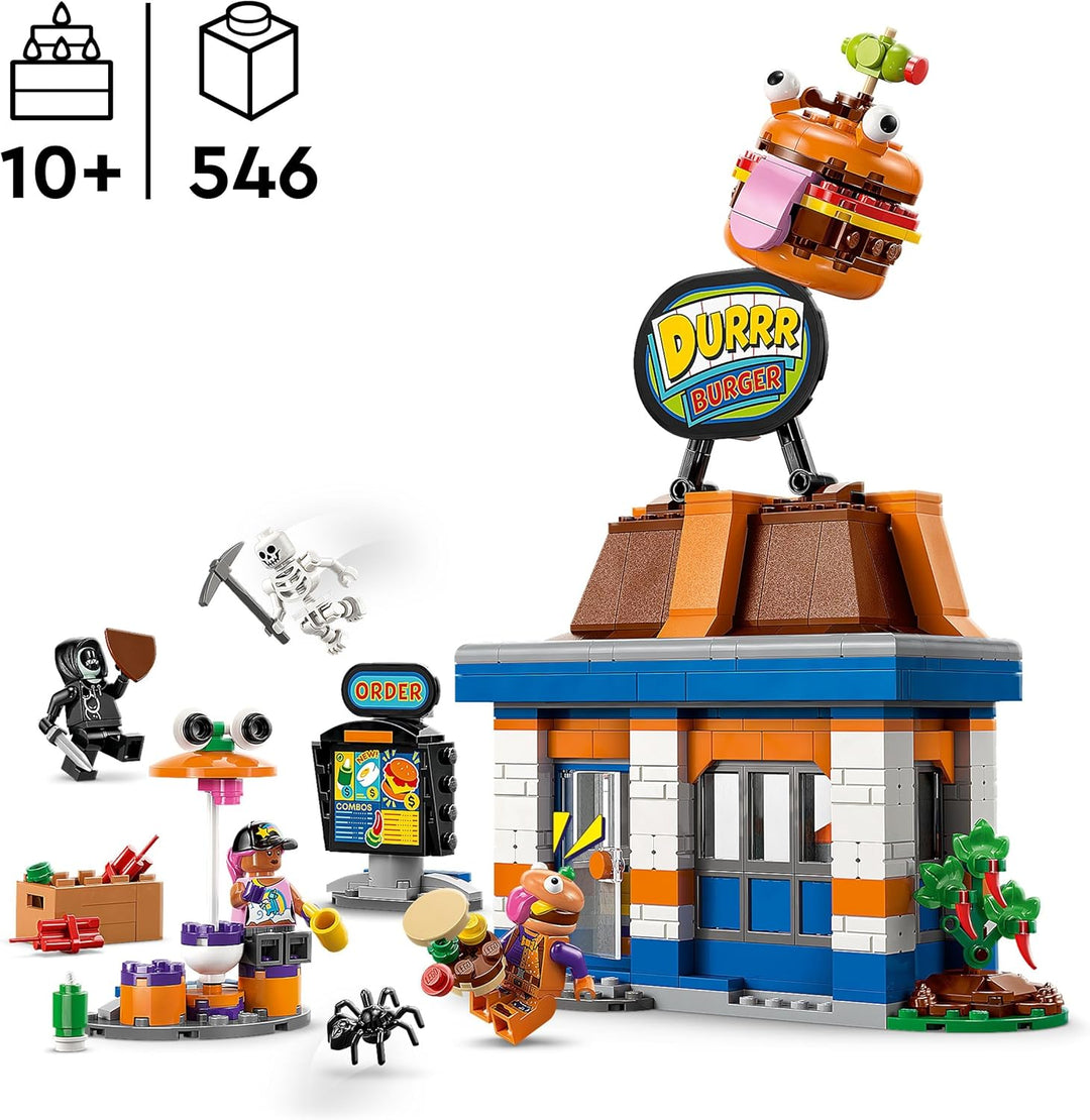LEGO Fortnite Durrr Burger Restaurant - Gaming Spielzeug mit Strandbomber, Beefboss, Schmierfink und