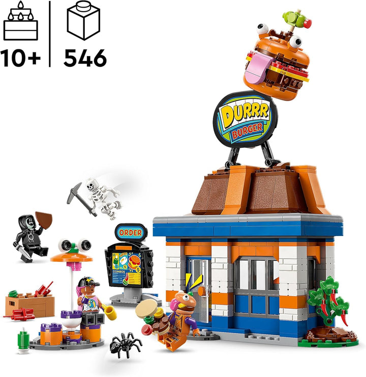 LEGO Fortnite Durrr Burger Restaurant - Gaming Spielzeug mit Strandbomber, Beefboss, Schmierfink und