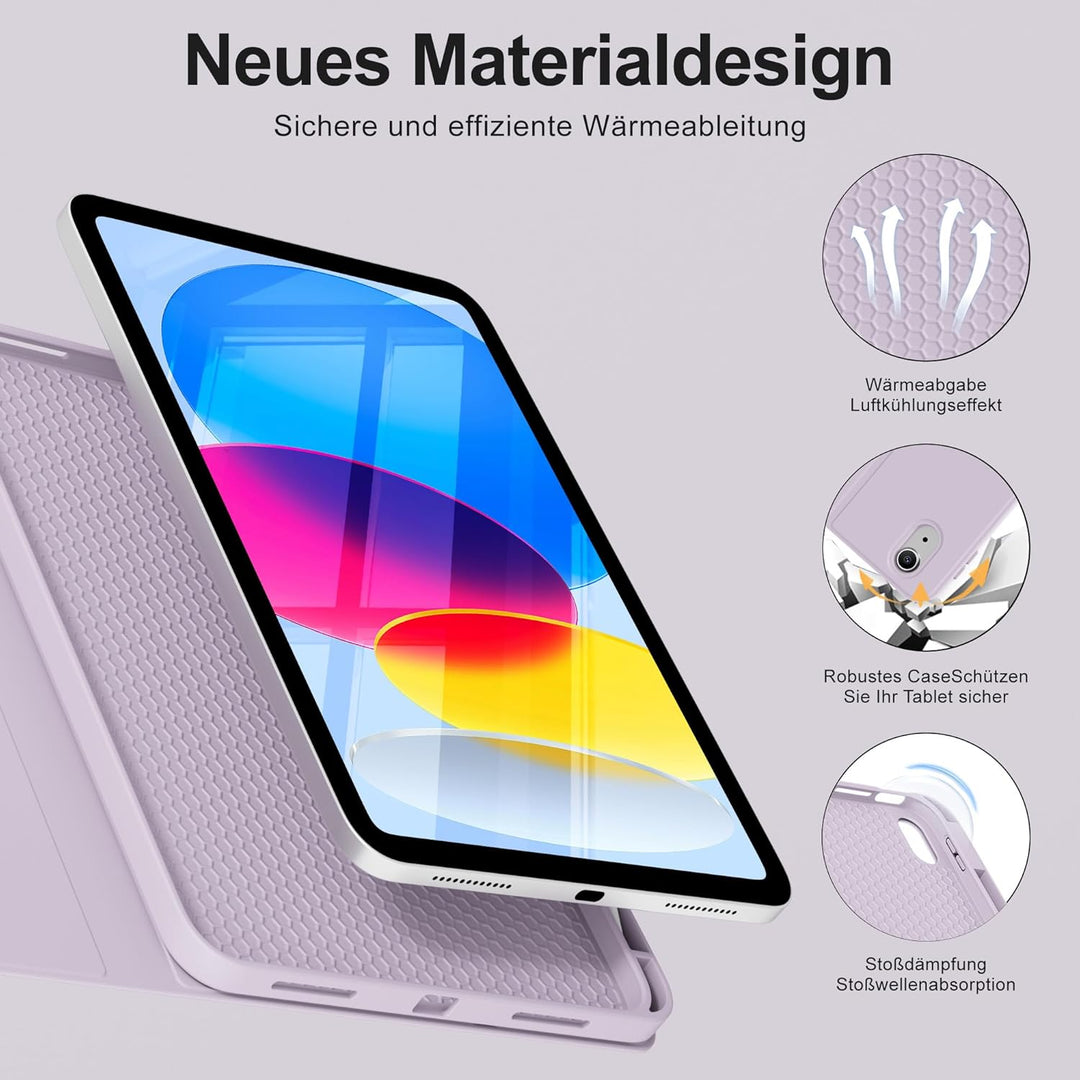 Hülle mit Tastatur für iPad A16 11 Generation2025/10 Generation 2022, (11/10.9 Zoll), 7-farbige Magn