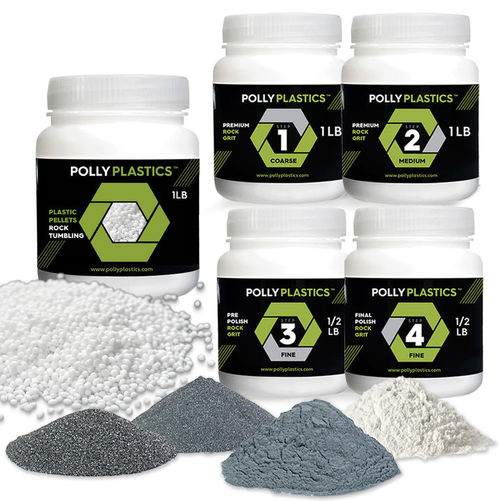 Polly Plastics Rock Tumbler Tumbling Media Grit Kit in Heavy Duty Resealable Bags