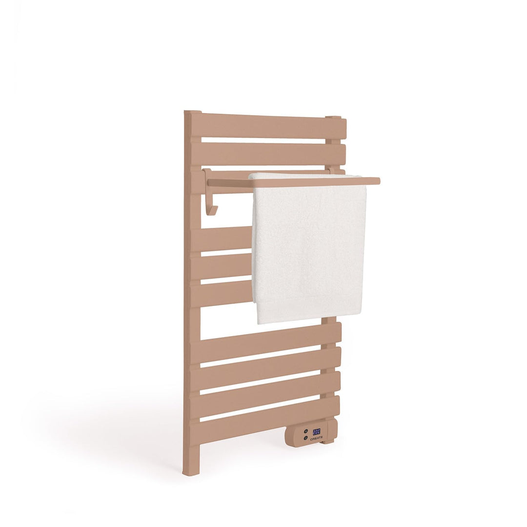 CREATE / WARM Towel 500W / Elektrischer Badheizkörper Mokka mit Regal / 96,9x55x5cm / Für Boden oder