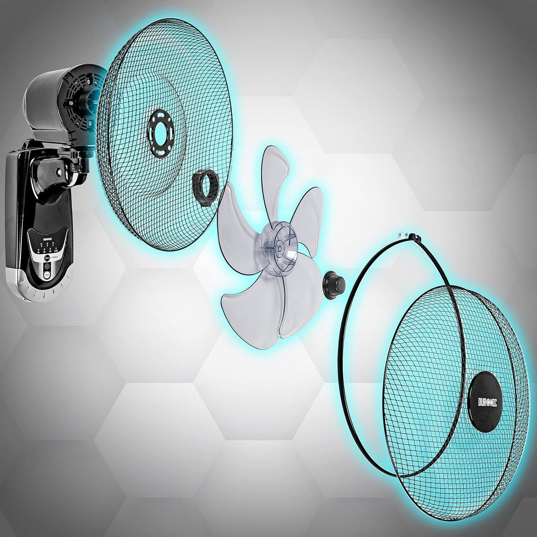 Duronic FN55 Wandventilator 60W - Durchmesser: 40 cm – Timer und Fernbedienung – 3 Geschwindigkeiten