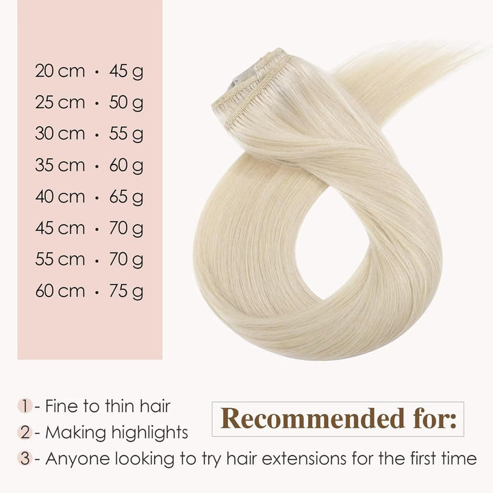 TESS Clip in Extensions Echthaar, 8pcs Clip in Haarverlängerung Remy Echt Haare Natürliche 18 Clips