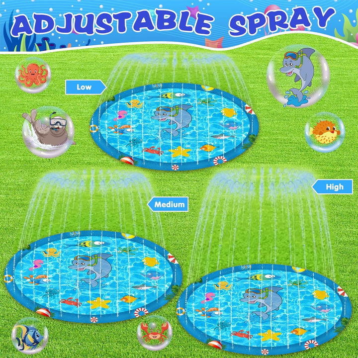 MULEVIP Splash Pad 170CM Wasserspielmatte Kinder,Sprinklermatte,Wassersprenkler Garten Kinder,Sprink