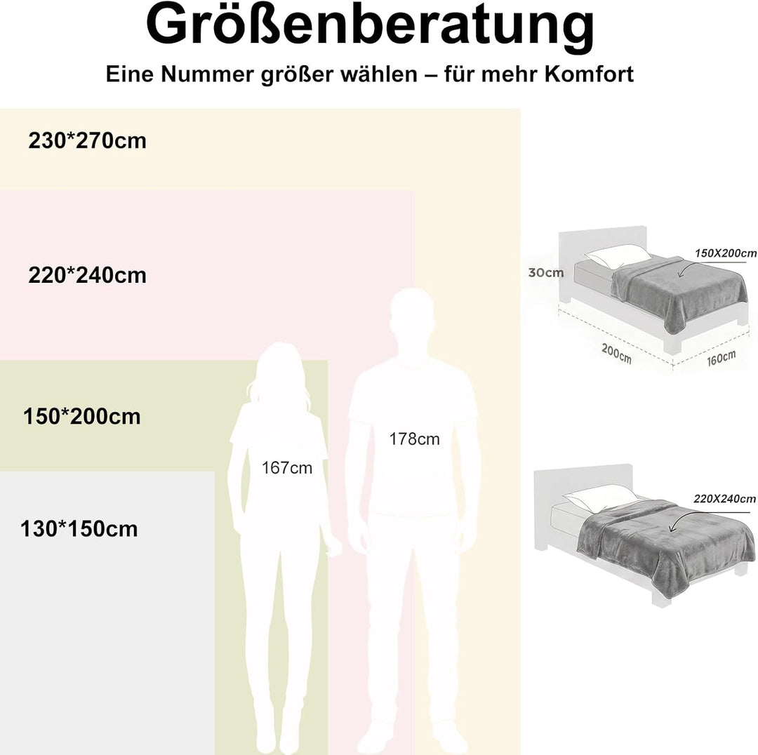 WAVVE Kuscheldecke Flauschig Decke Fleecedecke - Sofadecke 230x270 cm Wohndecke Couchdecke, Hellgrau