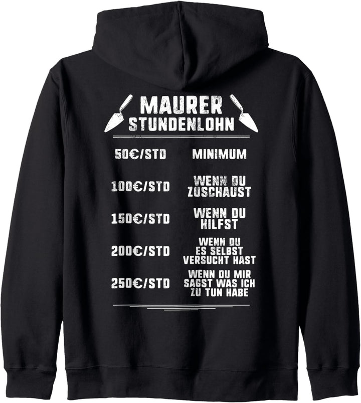 Stundenlohn Maurer Kapuzenjacke