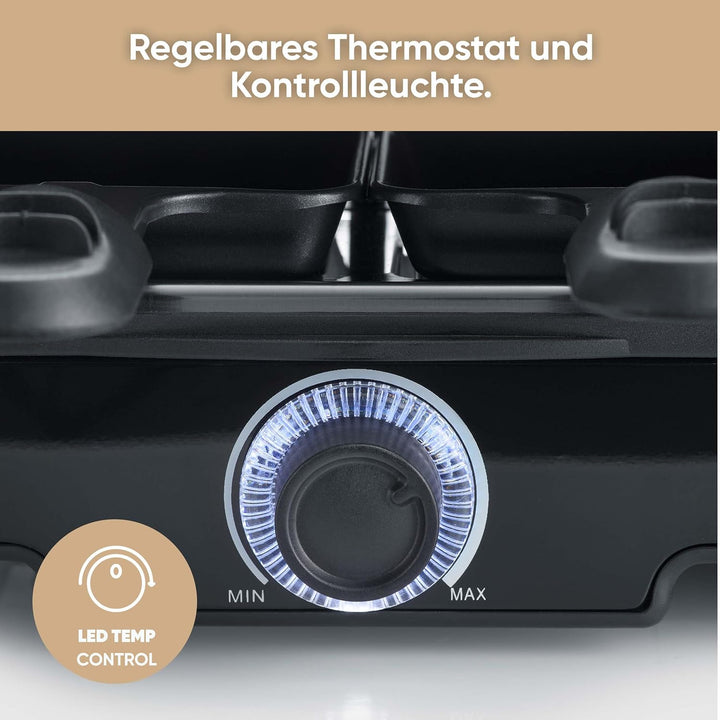 SEVERIN Raclette-Grill, Raclette mit grosser Grillplatte, Keramik- & Antihaftbeschichtung, 8 Raclett