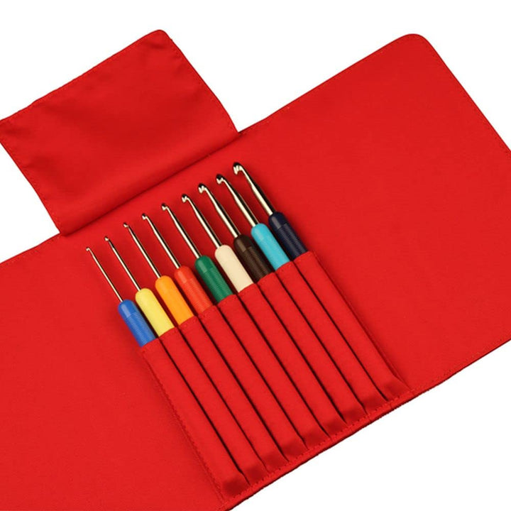Addi Crochet Hook Case, Aluminium, Red, 2 bis 6mm 2.00 bis 6.00mm, 2.00 bis 6.00mm