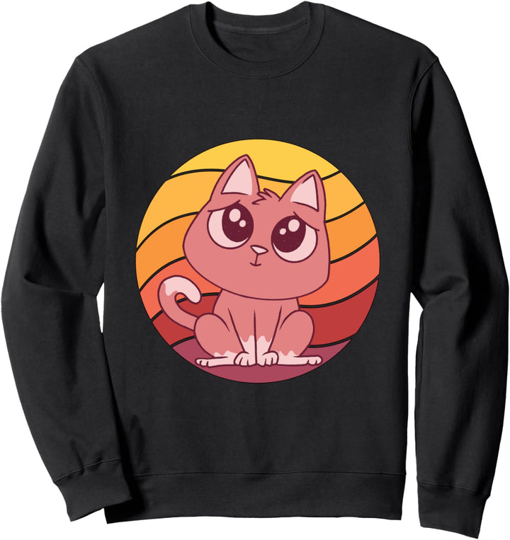 Retro Katze Design Sunset Sachen Katzen Sweatshirt