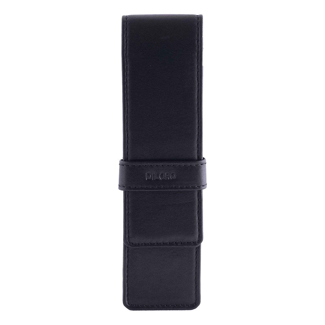 DiLoro Schreibgeräte-Etui Leder Etui Pen Case Executive Füllfederhalter Stylus in Schwarz für 2 Stif
