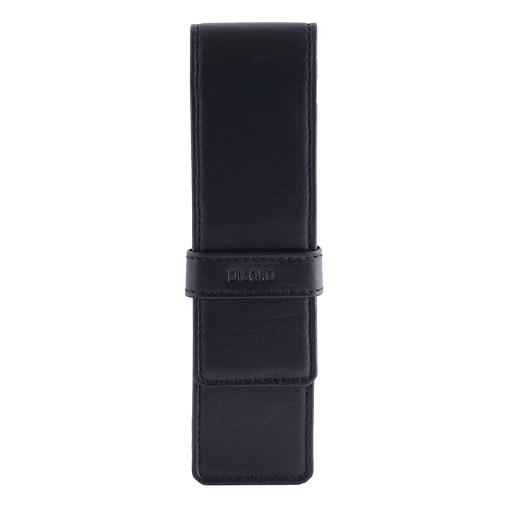 DiLoro Schreibgeräte-Etui Leder Etui Pen Case Executive Füllfederhalter Stylus in Schwarz für 2 Stif