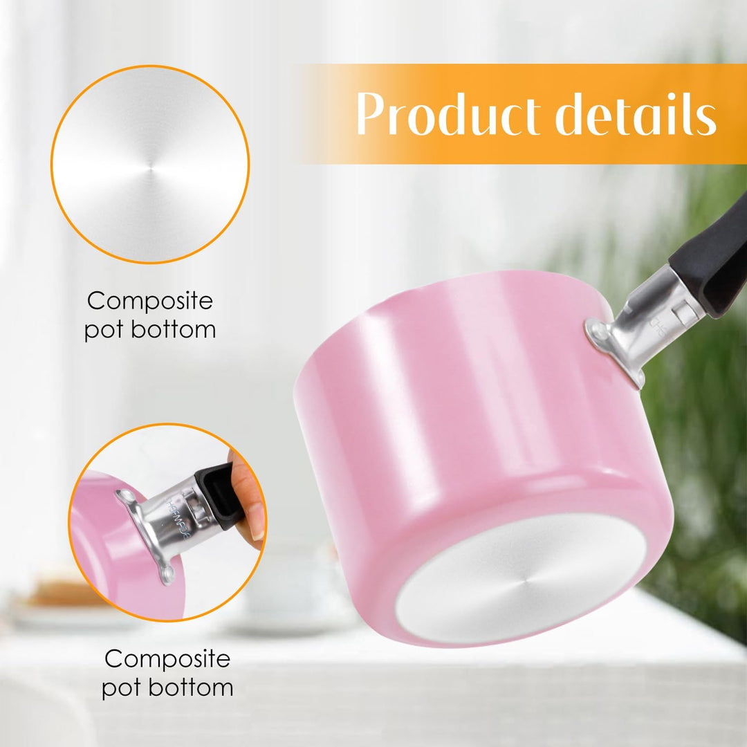 Mini Kochtopf mit Griff 550ml 10cm Kleine Milchpfanne Antihaft Butterwärmer Mini Suppentopf Milch Ko