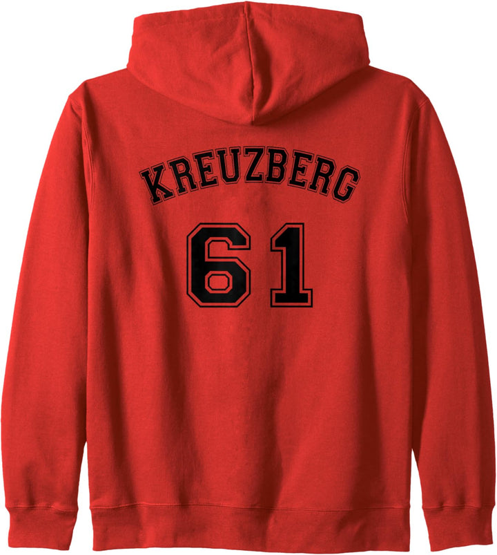 Kreuzberg 61 Berliner Bezirk Nostalgie Design Schwarzer Text Kapuzenjacke