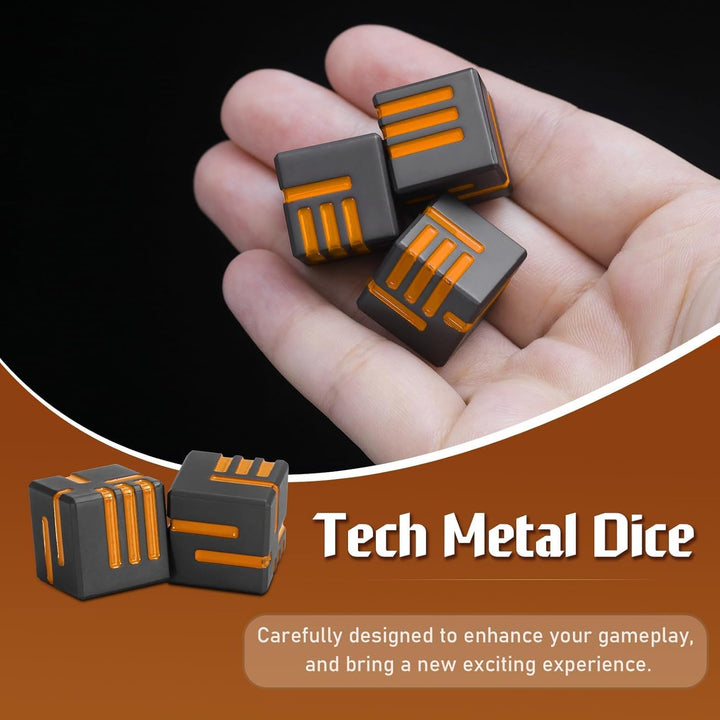 Technologie Metall Würfel, DND Würfel Set 15mm D6 Würfel, ZHOORQI Spielwürfel Neu Gestaltete Konzept