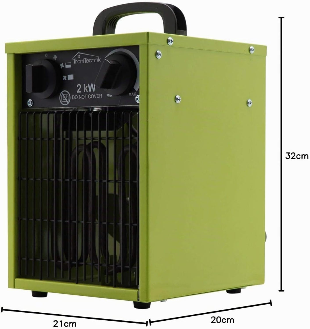 Tronitechnik® Elektroheizer Heizlüfter Bauheizer 2 KW mit integriertem Thermostat elektrisch Heizger