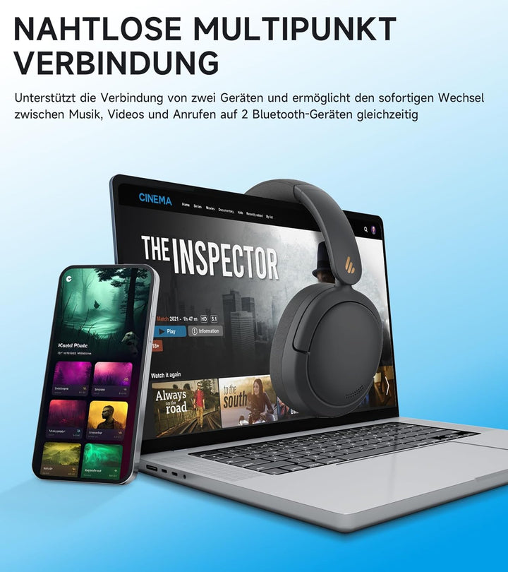 Edifier W800BT Pro Hybrid ANC Kopfhörer, Hi-Res Audio, 45Std. AKKU, Schnelles Aufladen, Faltbar, Kab