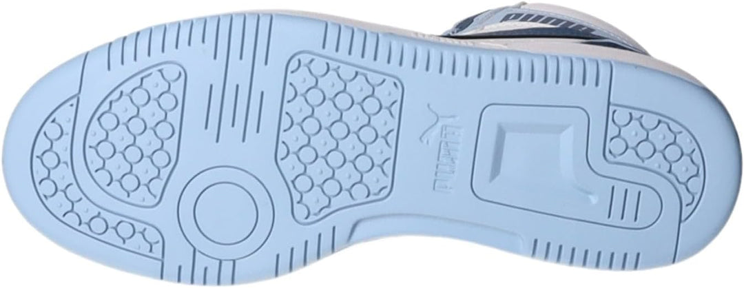 PUMA Rebound V6 MID JR Unisex Kinder Sneaker 393831 23 4 UK Puma White Dark Indigo Haute Tropic, 4 U
