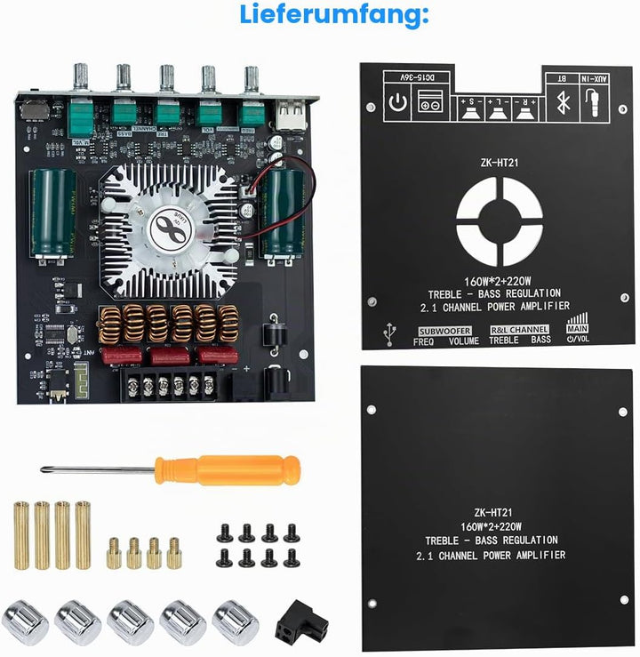 Hosyond ZK-HT21 TDA7498E Verstärkerplatine Bluetooth Amplifier Board 160W×2+220W Subwoofer 2.1 Kanal