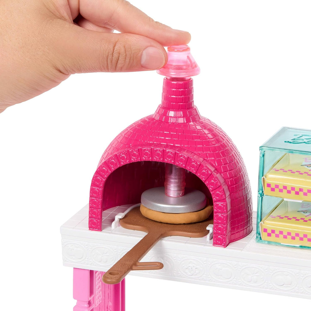 Barbie Pizza Shop Spielset | Blonde Puppe und 25 Zubehörteile inklusive Knete, Pizzabelägen und mehr