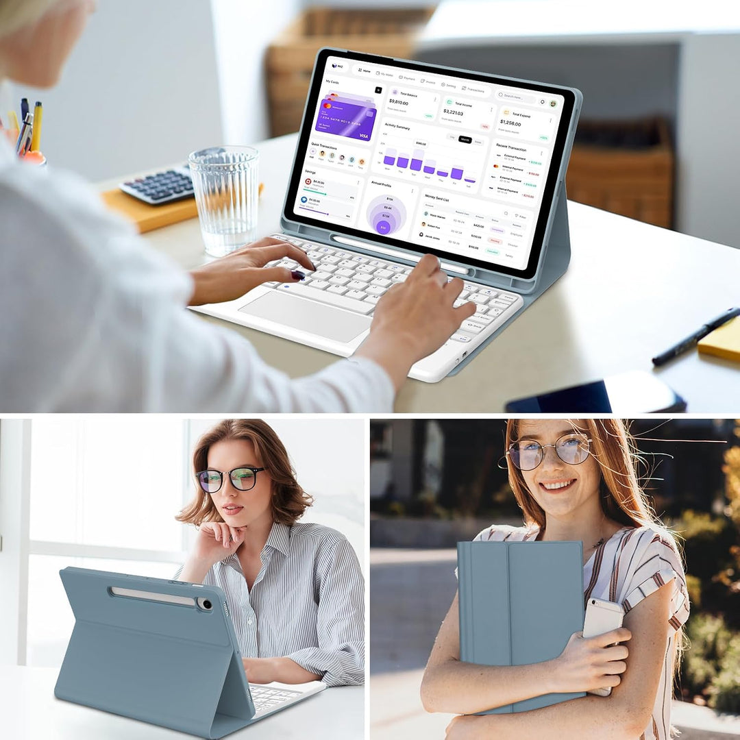 FOGARI Tastatur mit Touchpad für Samsung Tab S10 Lite/S10 FE / S9 FE 27,6 cm (10,9 Zoll), Schutzhüll