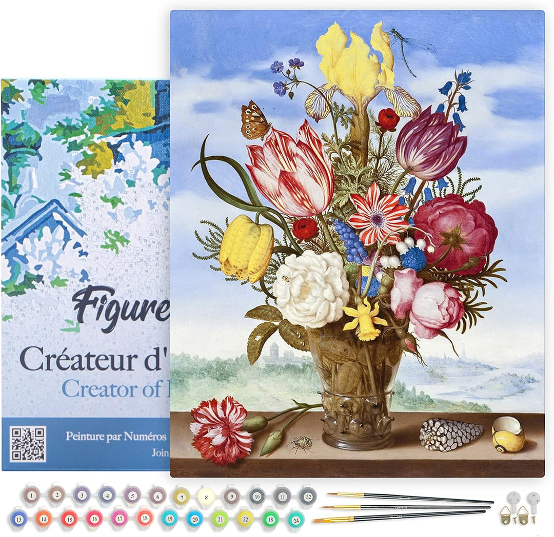 Figured'Art Malen Nach Zahlen Erwachsene Mit Rahmen Blumenstrauss - Ambrosius Bosschaert - Paint by