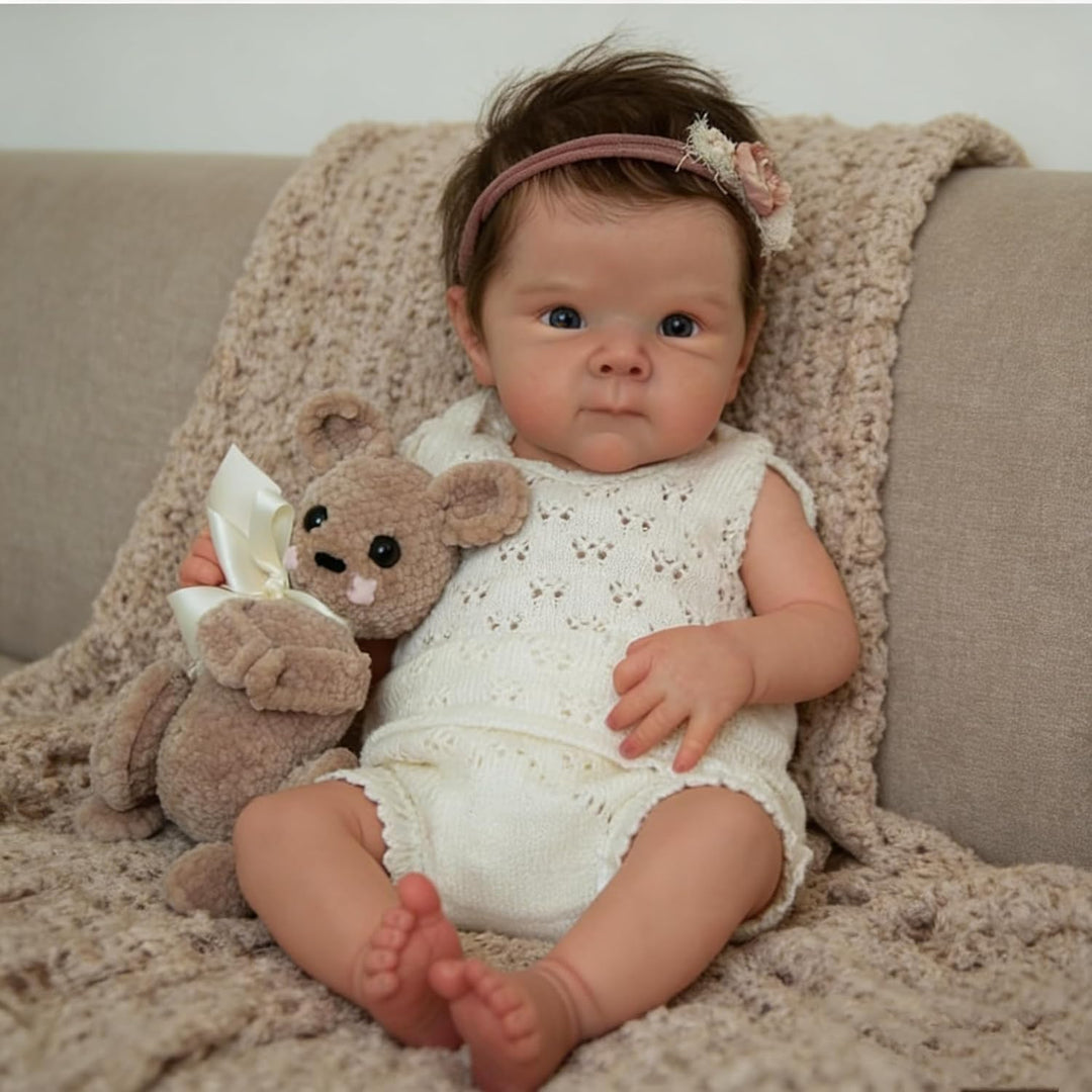 Zero Pam 45 cm Babypuppe aus Silikon, komplett weiches Silikon, ganzer Körper mit Haaren, realistisc