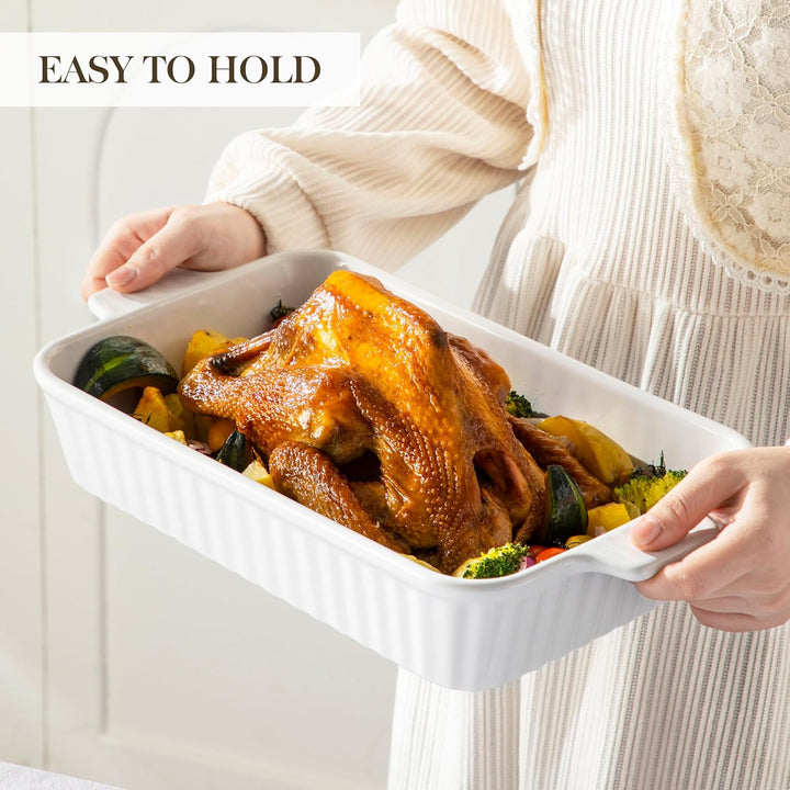 MALACASA, Serie Bake.Bake, Auflaufform gross 37.5 cm mit 3 Liter für 4-6 Personen, Keramik Auflauffo