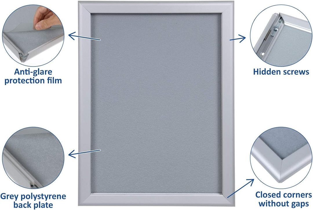 EUROPEL Klapprahmen A4 mit 20 mm Aluminium-Profil - aufklappbarer Plakatrahmen mit Gehrungsecke - Sc