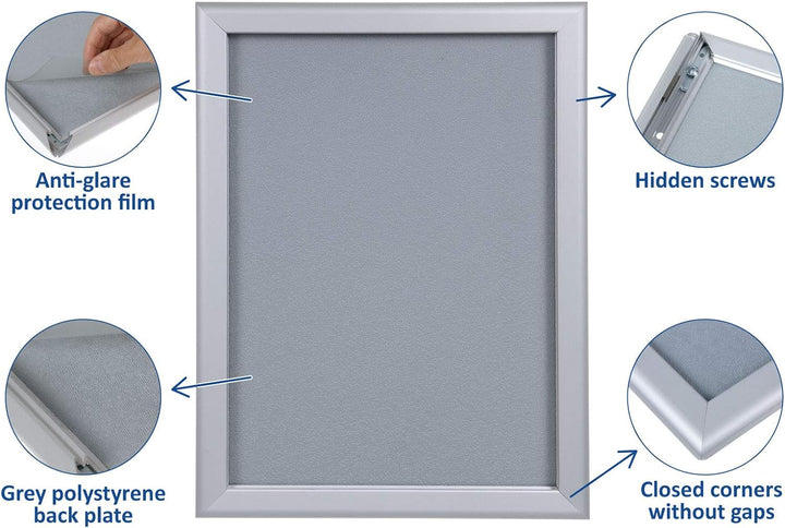 EUROPEL Klapprahmen A4 mit 20 mm Aluminium-Profil - aufklappbarer Plakatrahmen mit Gehrungsecke - Sc