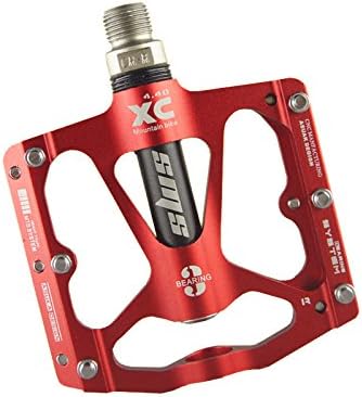 Fahrradpedale von UPANBIKE, Ultraleicht, 1,43 cm, dreifaches Lager, aus Aluminium Rot, Rot